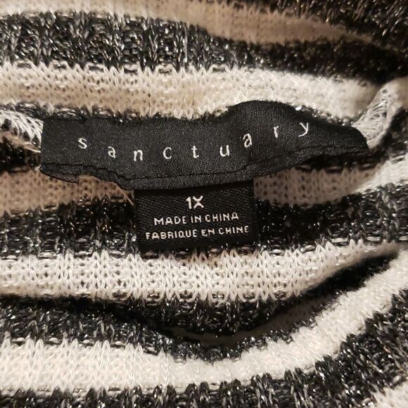 𝅺Sanctuary Nikolai Black Metallic White Turtleneck Pullover Size 1X NWOT‎ - Picture 3 of 5